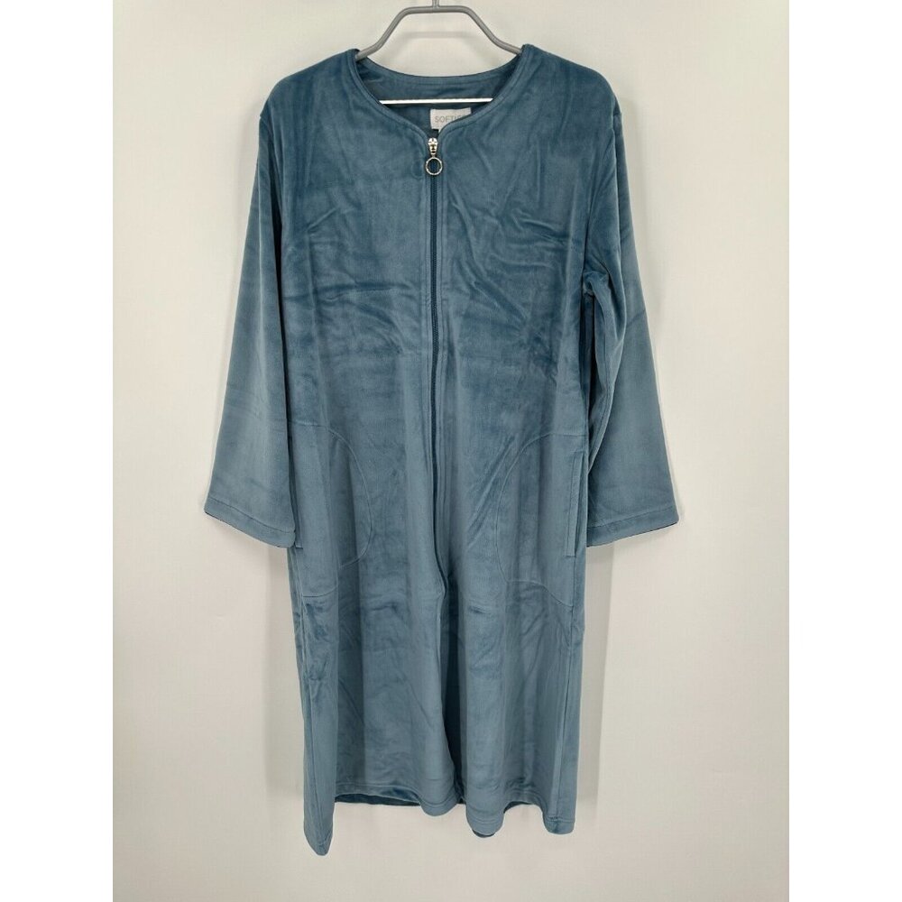 Softies 42" Spring Lake Serenity Stretched Shear Mink Zip-Up Robe sz S Women's